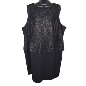Worthington Lace Peplum LBD Black Dress Size 24W